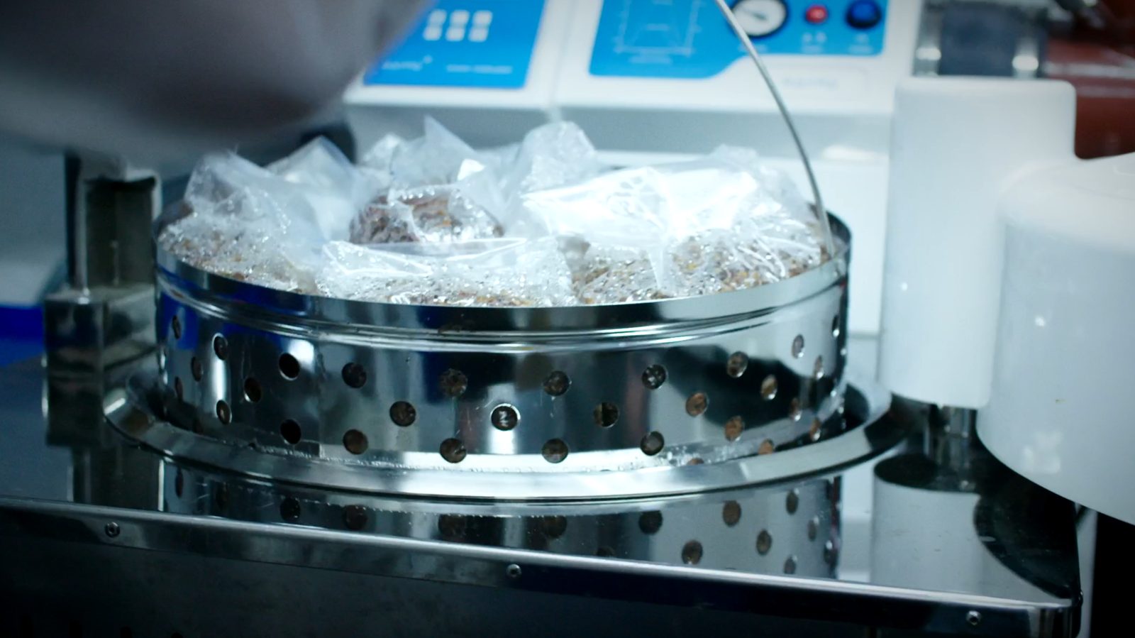 Sterilisierte Substrat-Beutel aus Roggen und Holzpellets — Nahrung für das Pilzmyzel